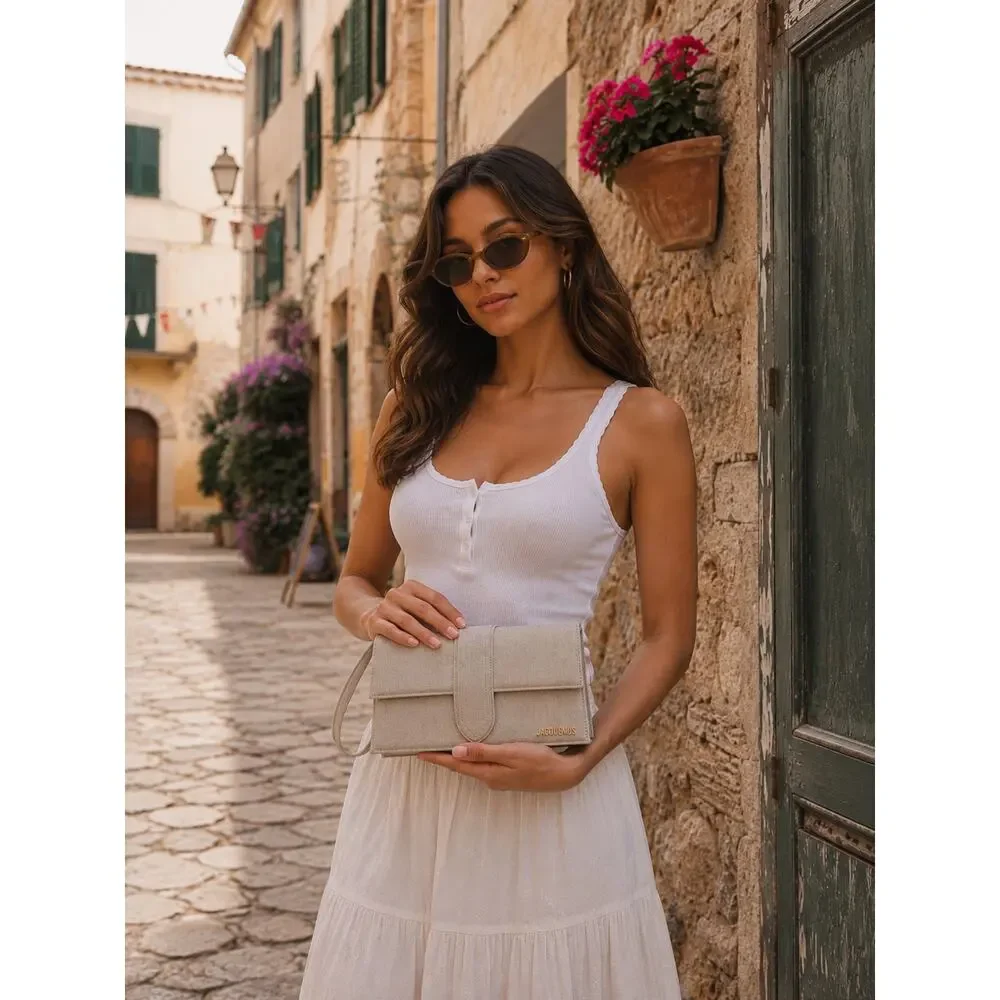Jacquemus | Le Bambino Long Shoulder Bag | Beige Linen Exterior